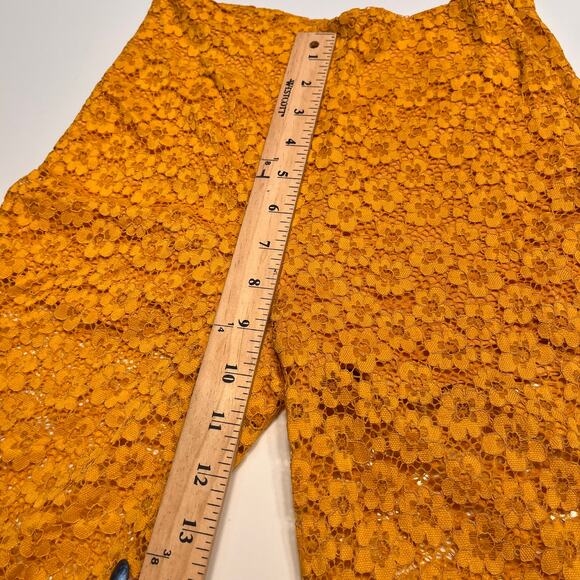 & Other Stories Yellow Lace Flare Stretch Pull on Pants Sz 2 - Picture 11 of 12